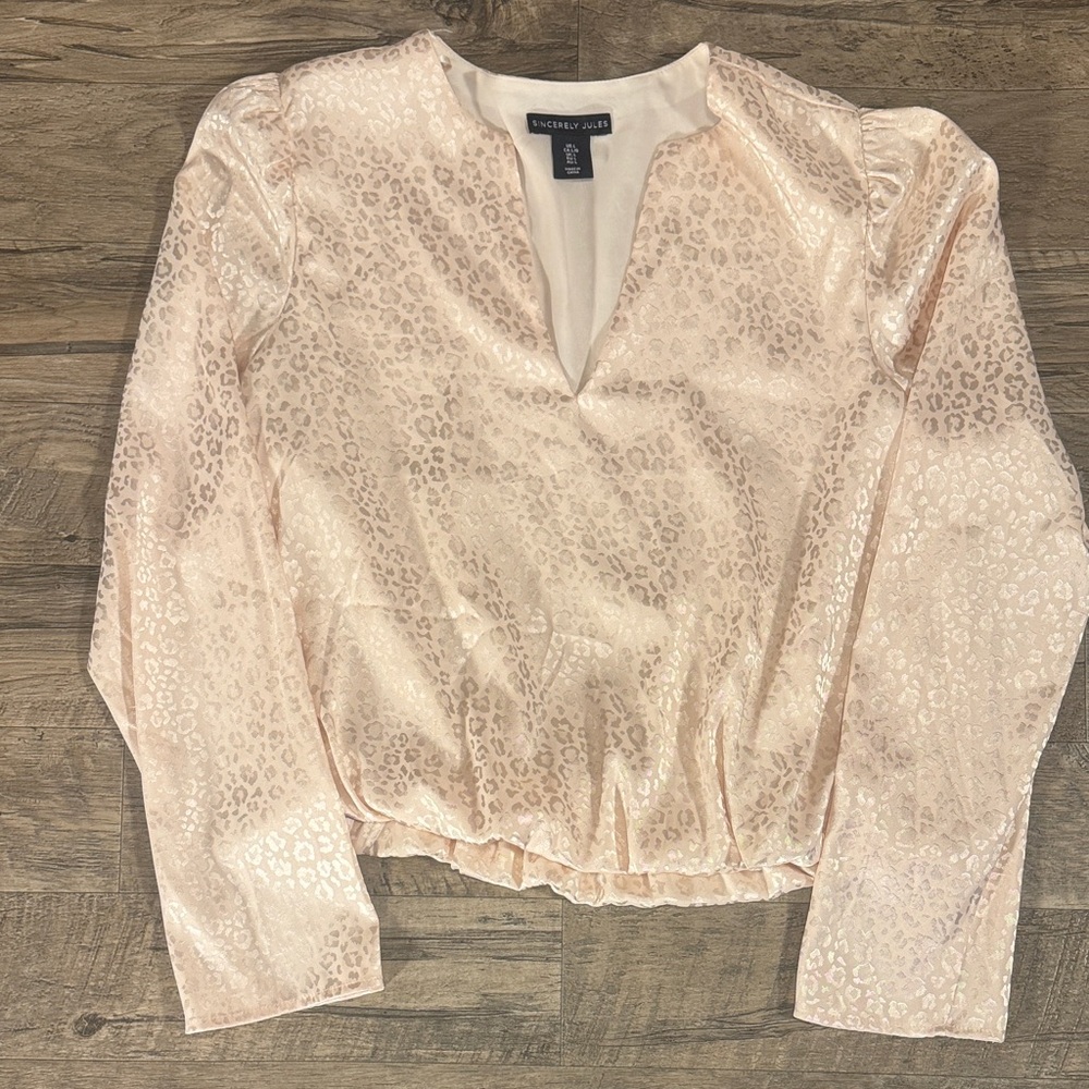 Sincerely Jules Blush Leopard Print Blouse - Size L